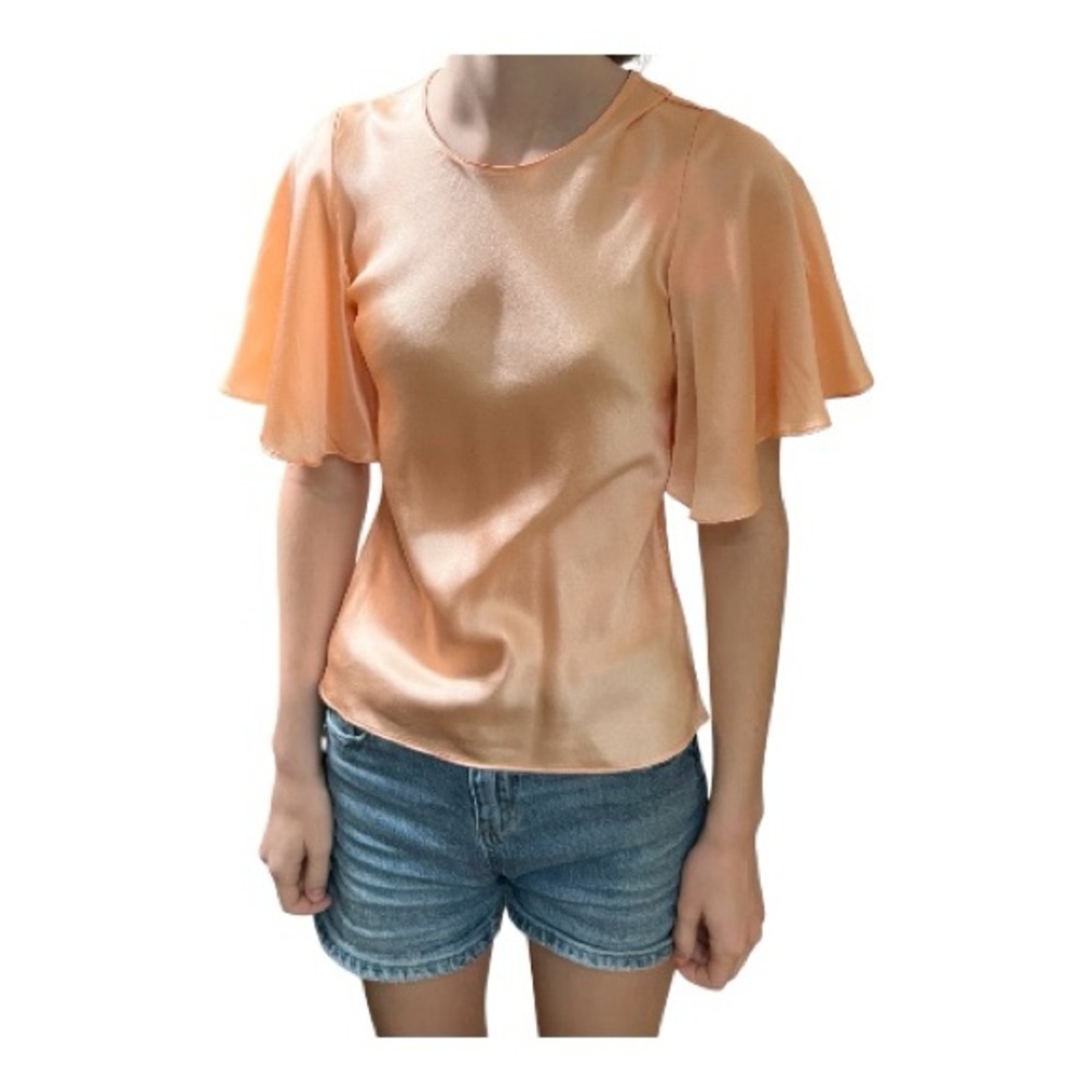 AMANDA UPRICHARD Julieta 100% Silk Women’s Top Peach size S NWT